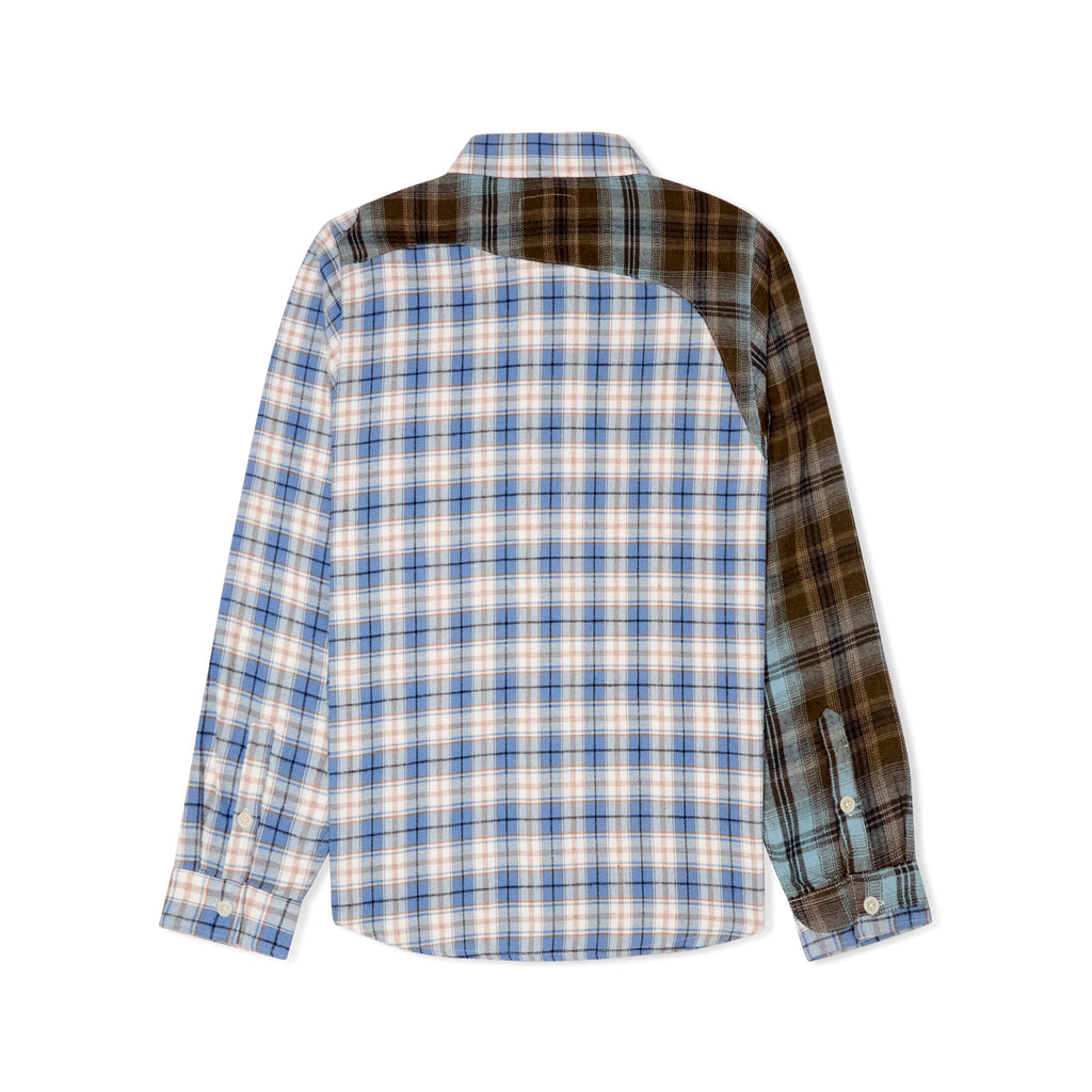 Patchwork Face Flannel Shirt [Blue]