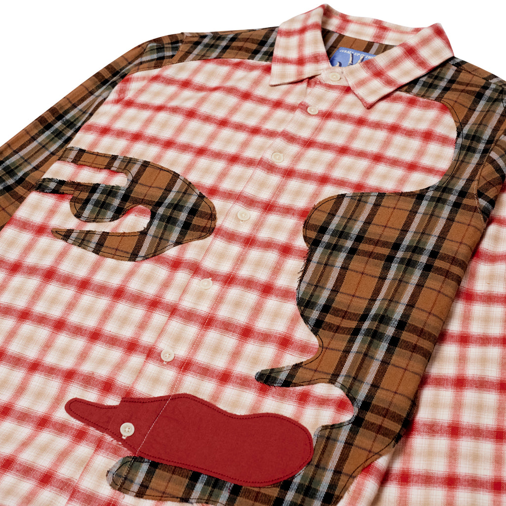 Patchwork Face Flannel Shirt [Red]