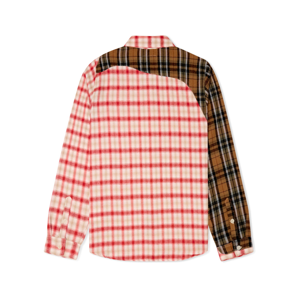 Patchwork Face Flannel Shirt [Red]
