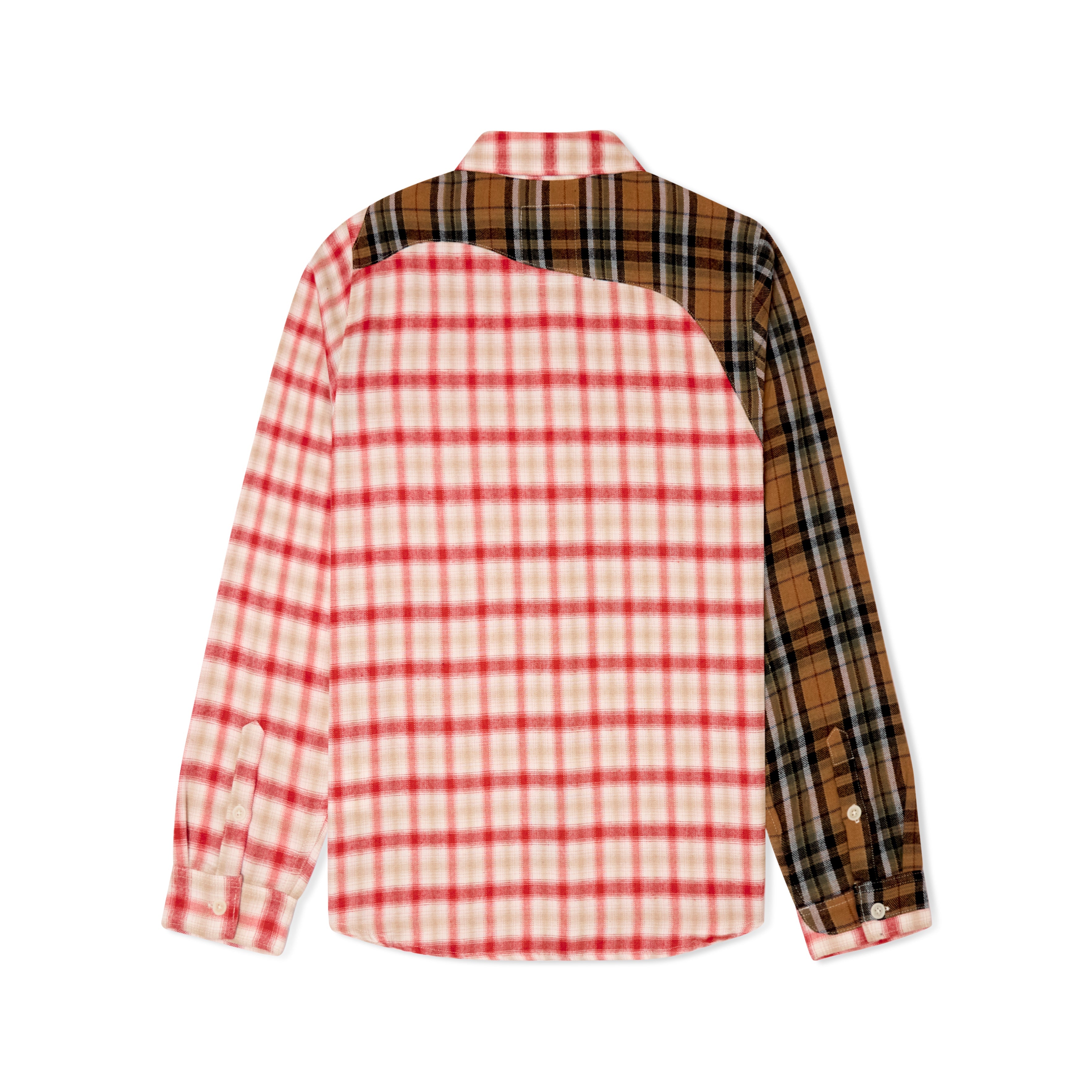 Patchwork Face Flannel Shirt [Red]