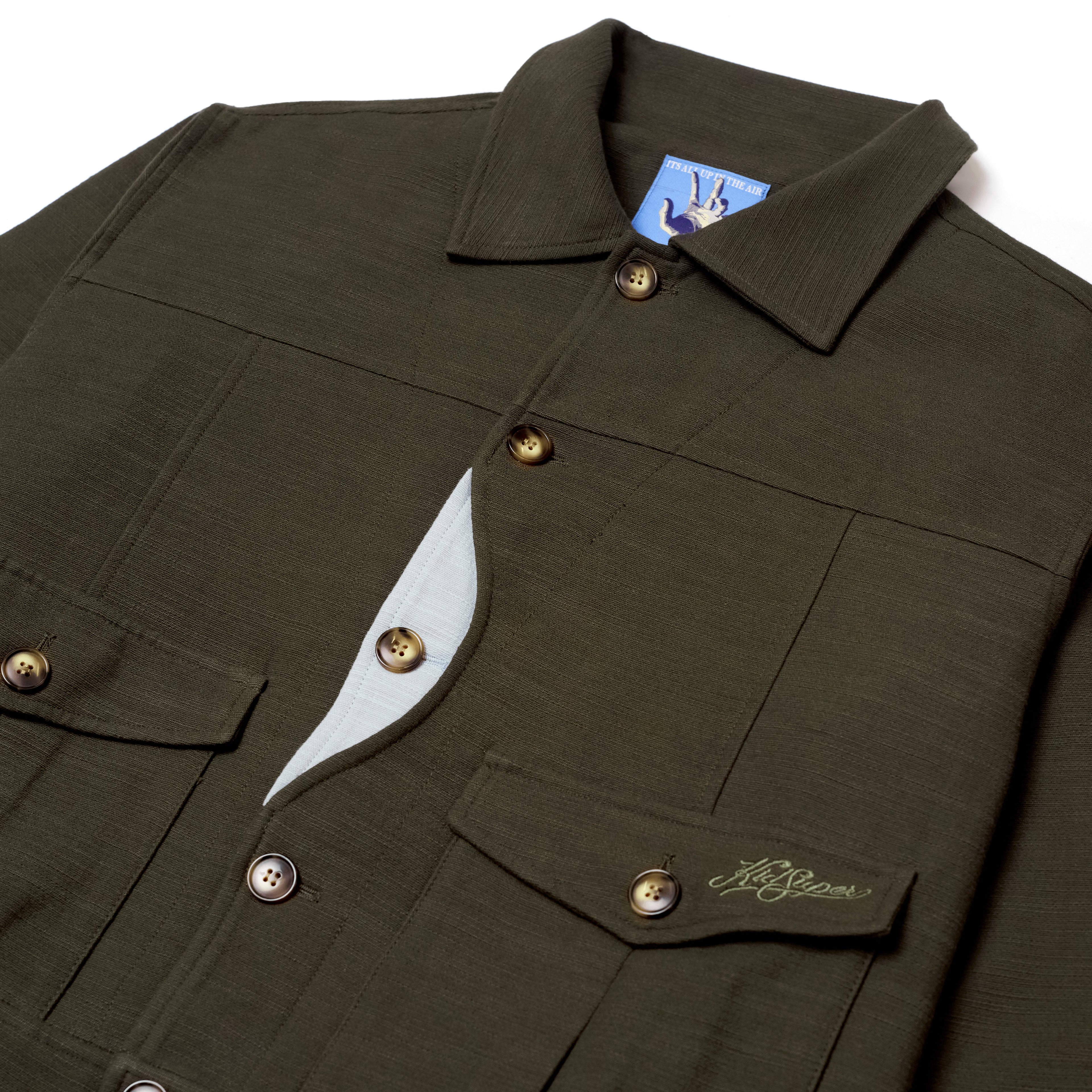 Pocket Detail Cropped Linen Coat [Forest Green]