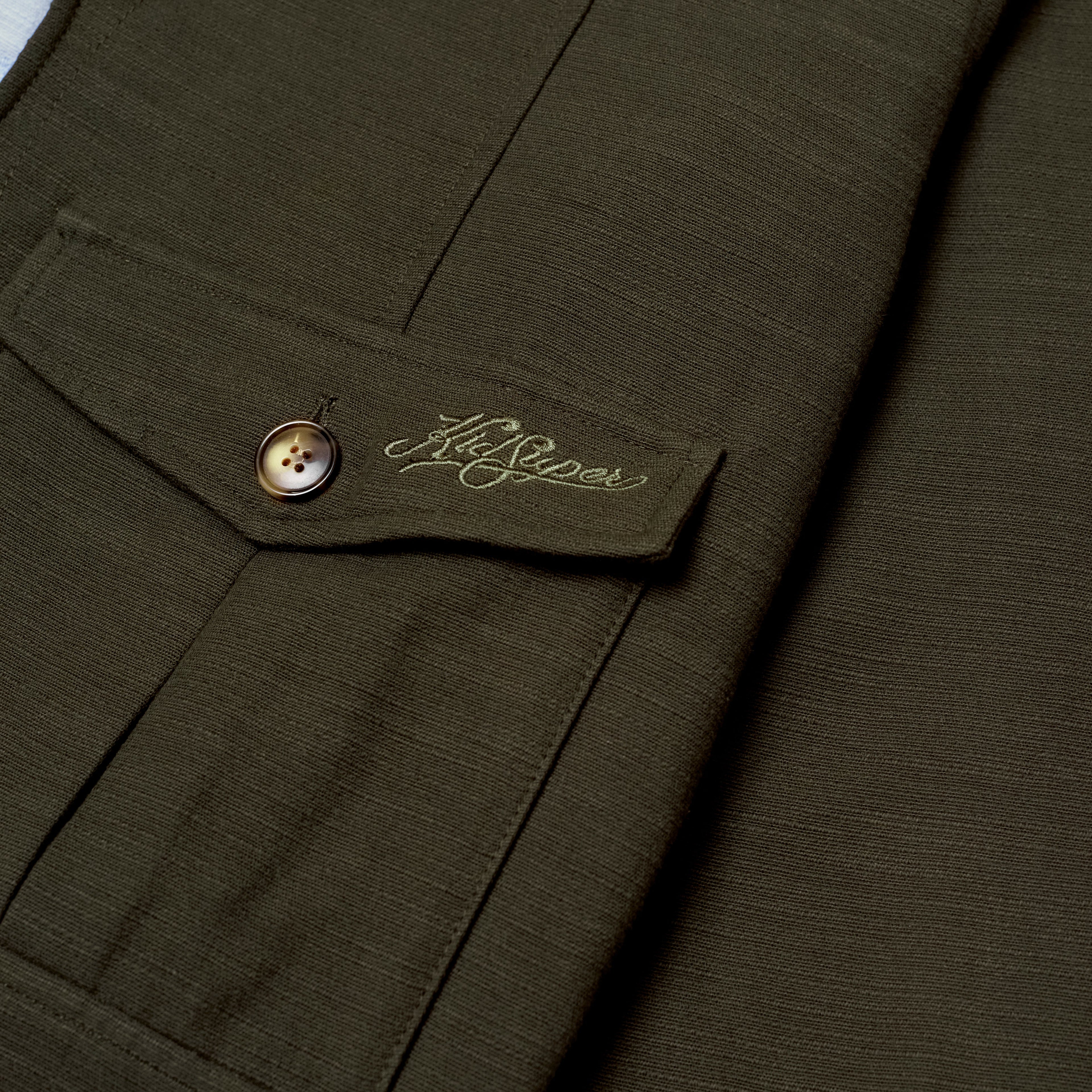 Pocket Detail Cropped Linen Coat [Forest Green]