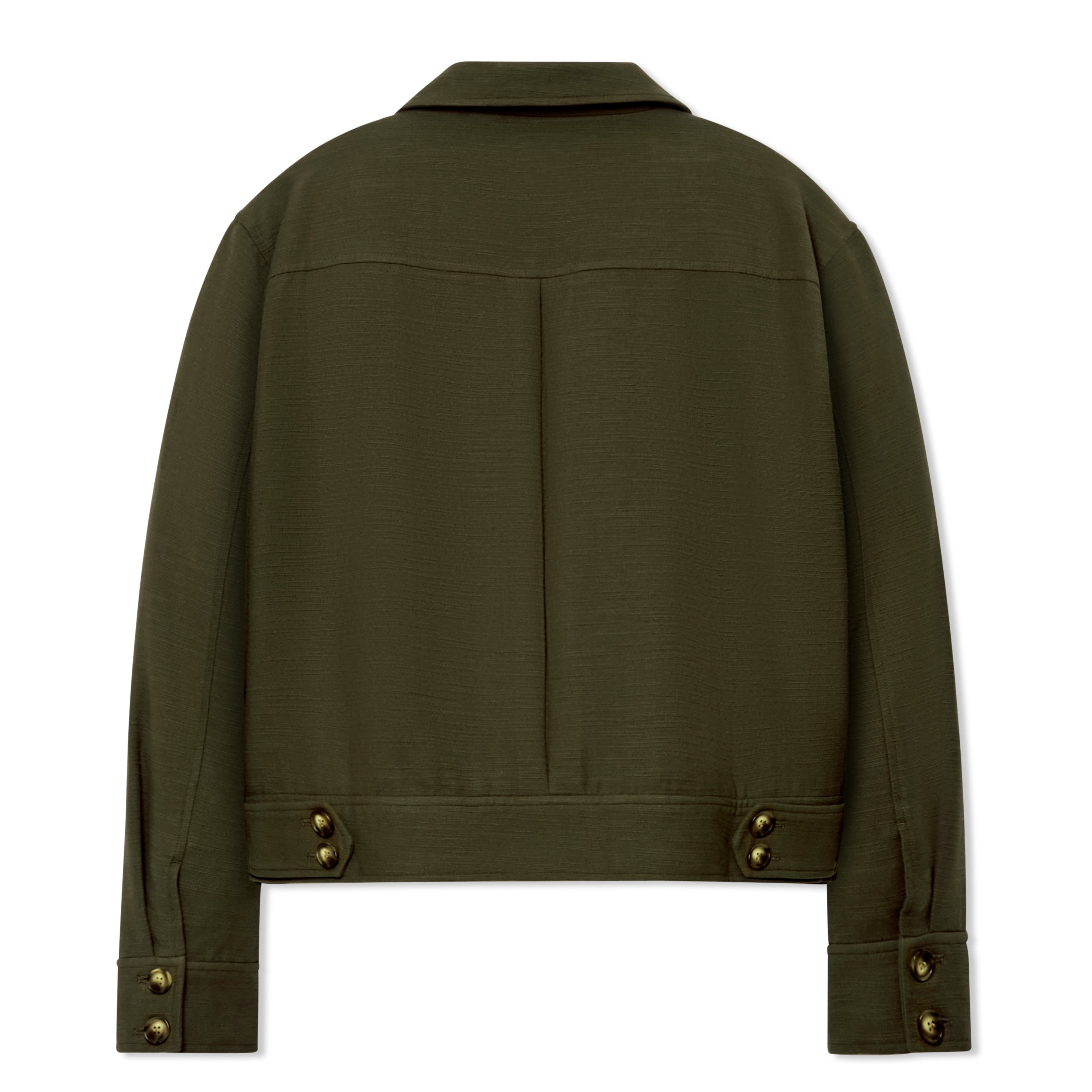 Pocket Detail Cropped Linen Coat [Forest Green]
