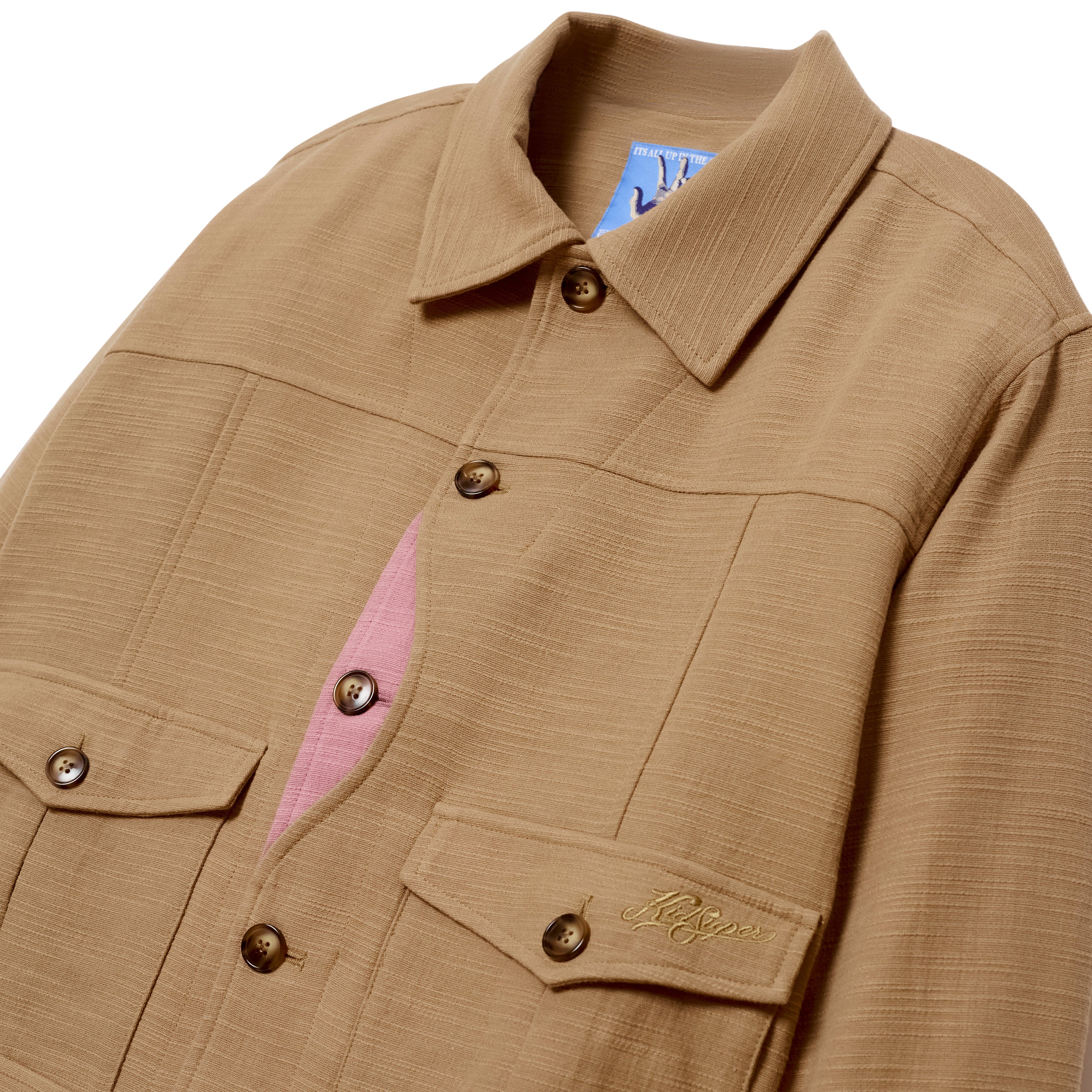 Pocket Detail Cropped Linen Coat [Light Brown]