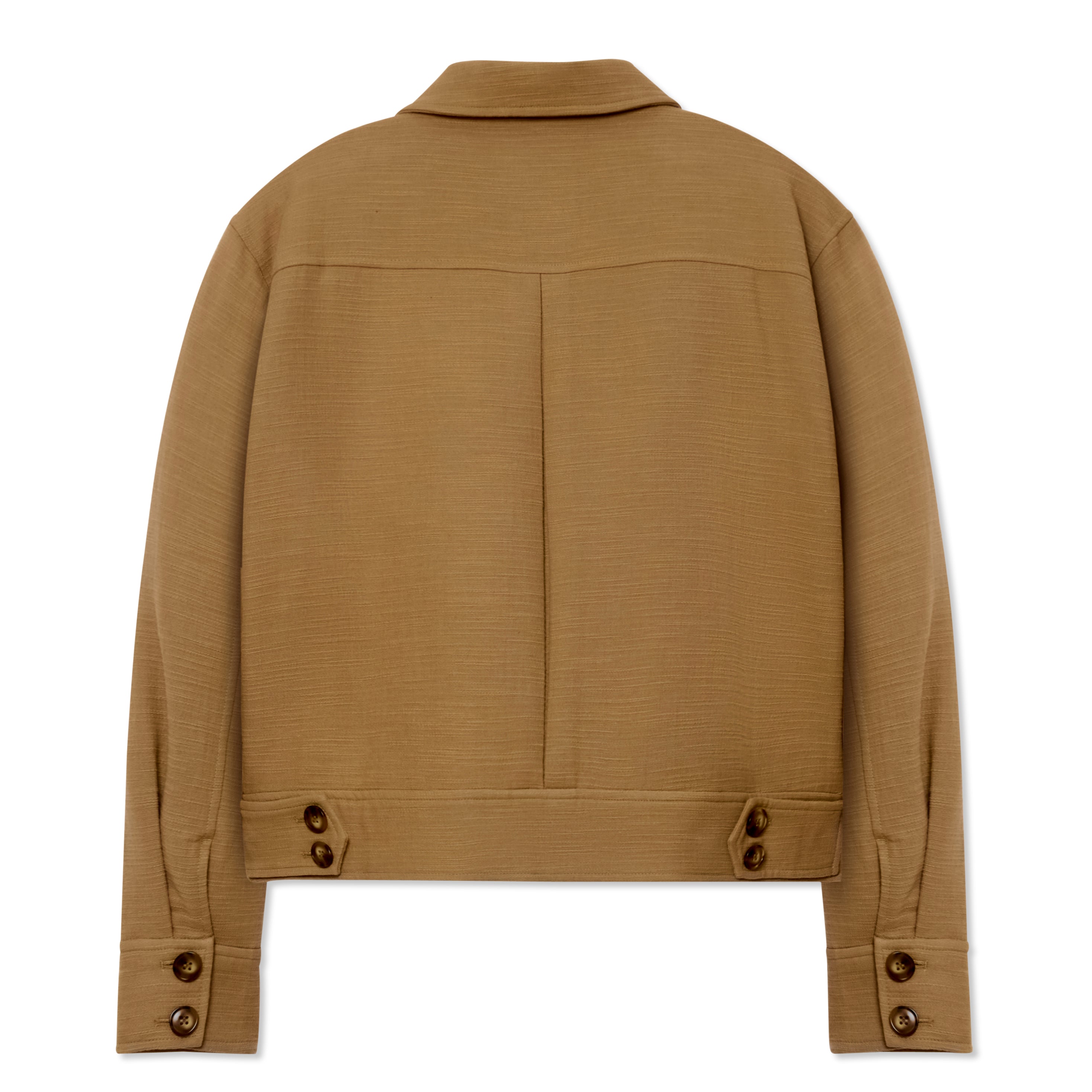 Pocket Detail Cropped Linen Coat [Light Brown]