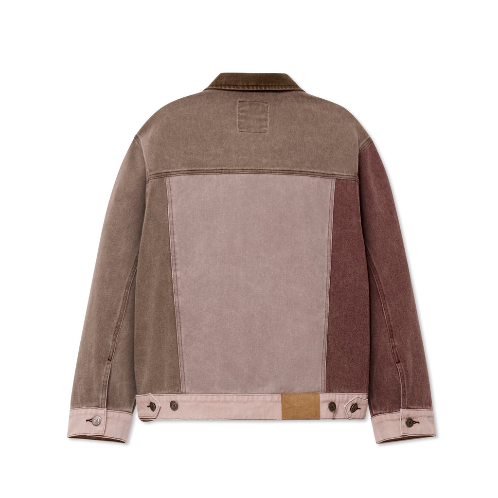 Patchwork Face Colorblocked Twill Jacket [Brown/Multi]