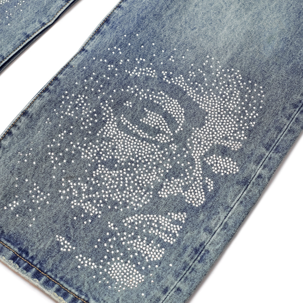 Rhinestone Face Jeans [Blue]