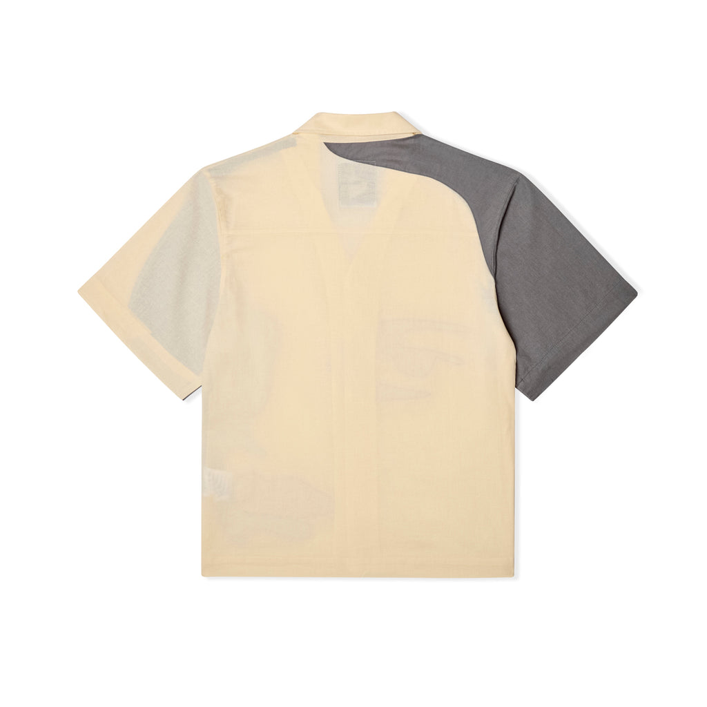 Patchwork face linen Camp Shirt [Natural / Brown]
