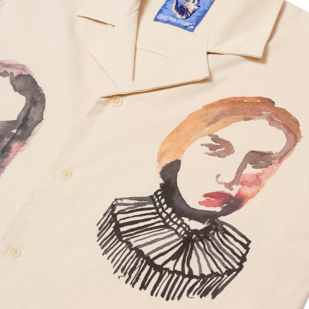 Circus sketches Linen Camp Shirt [Natural]