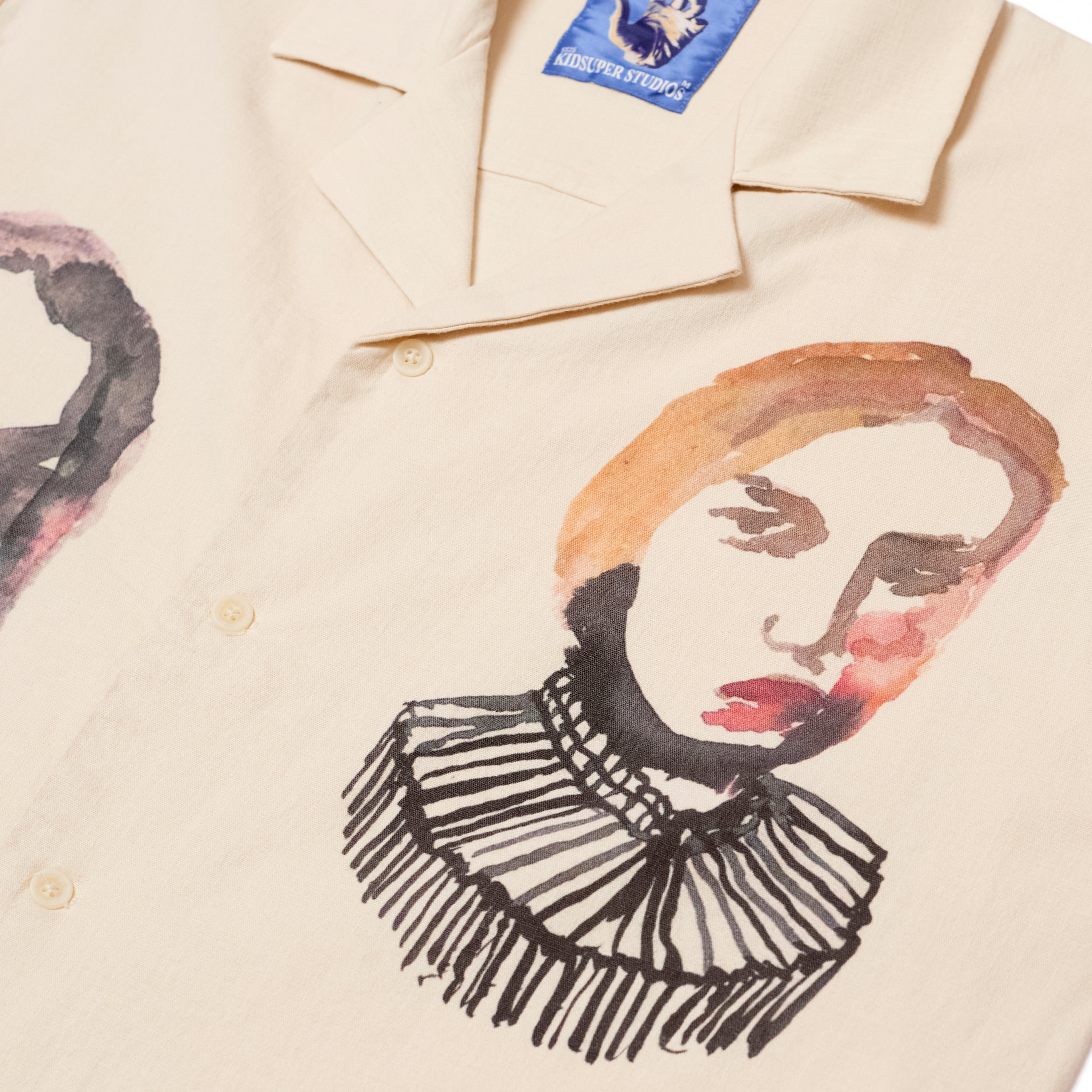 Circus sketches Linen Camp Shirt [Natural]