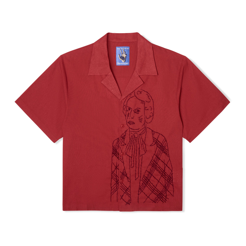 Hand Stitched Woman Shirt [Deep Red]