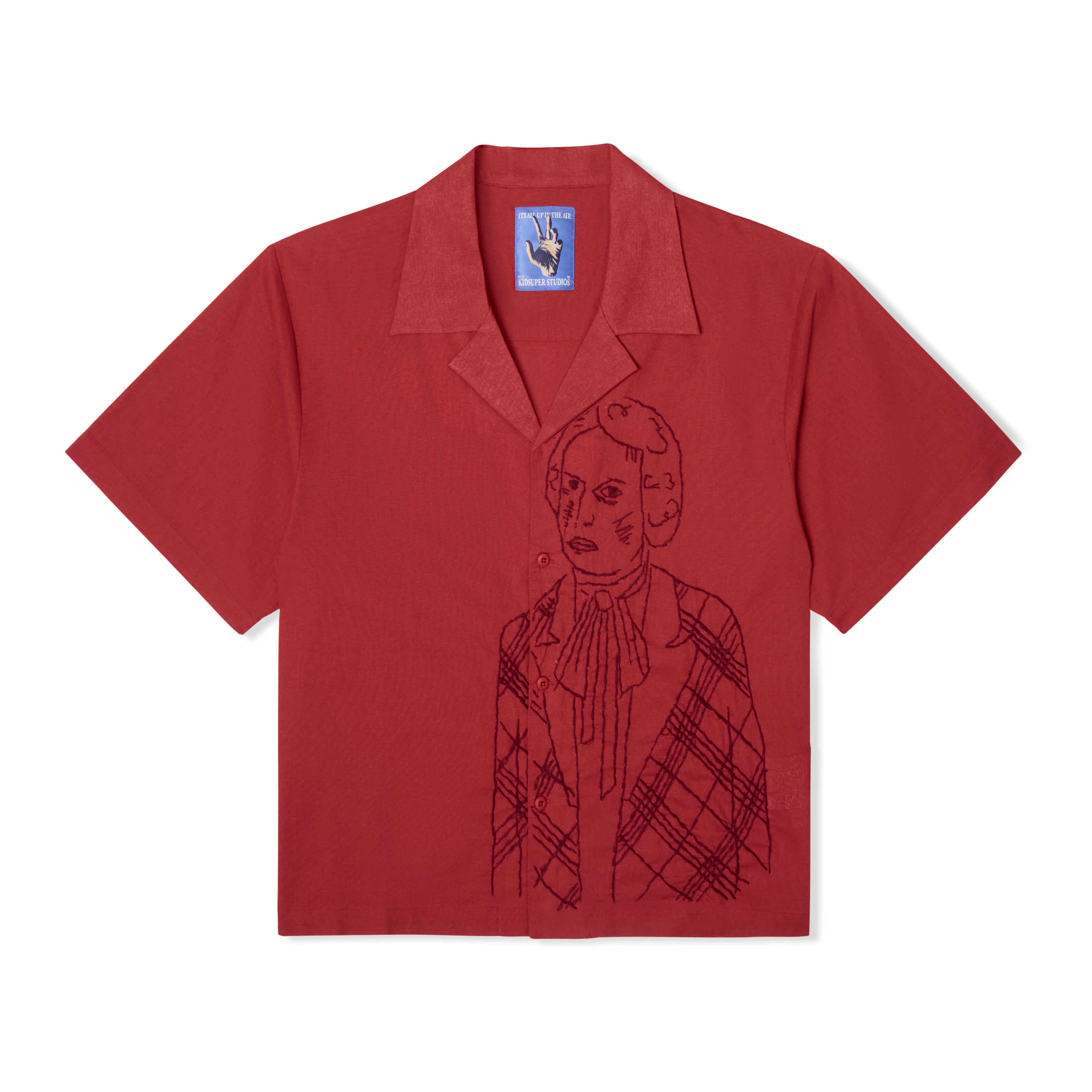Hand Stitched Woman Shirt [Deep Red]