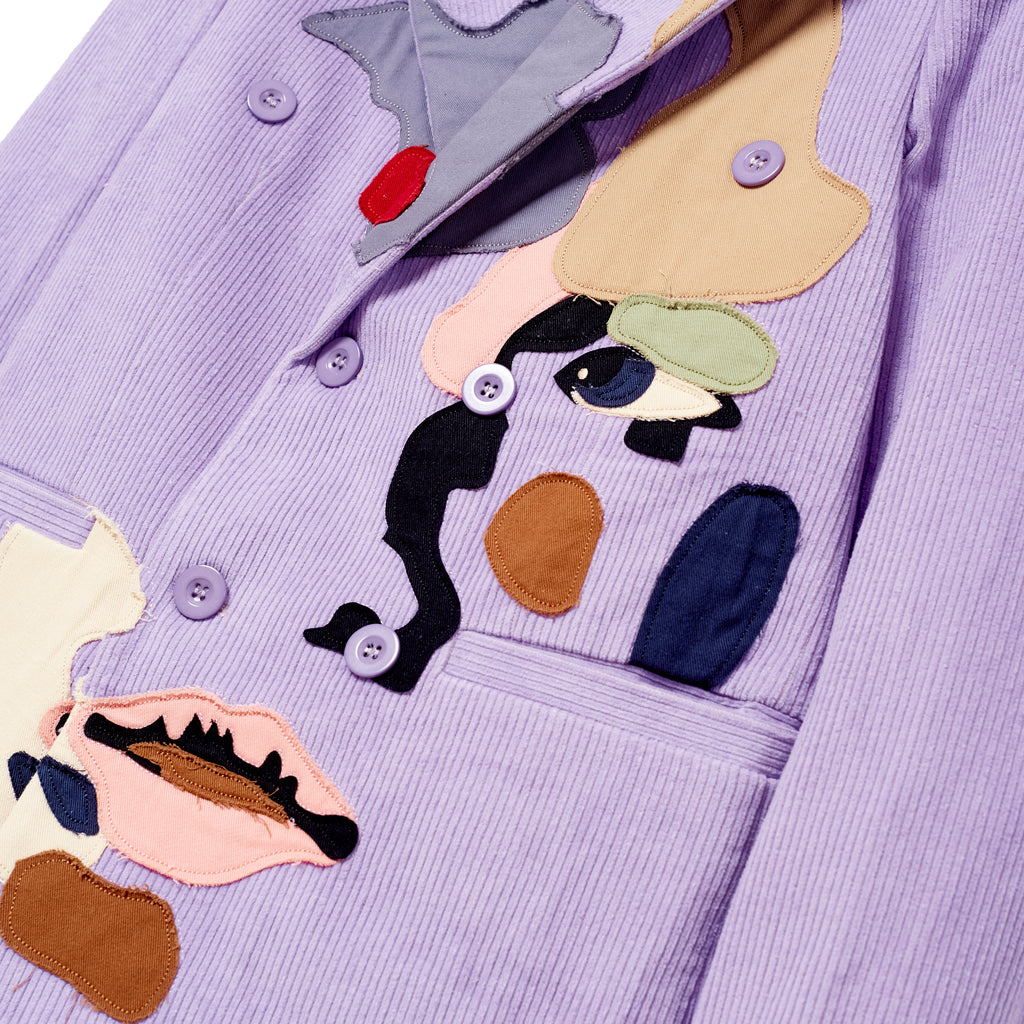 Patchwork Face Corduroy Suit Top [Purple]