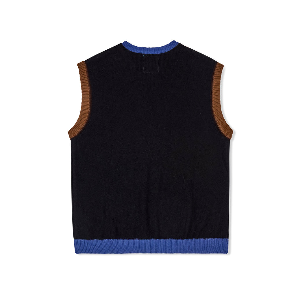 Reverse Knit patchwork Face Vest [Blue/ Multi]