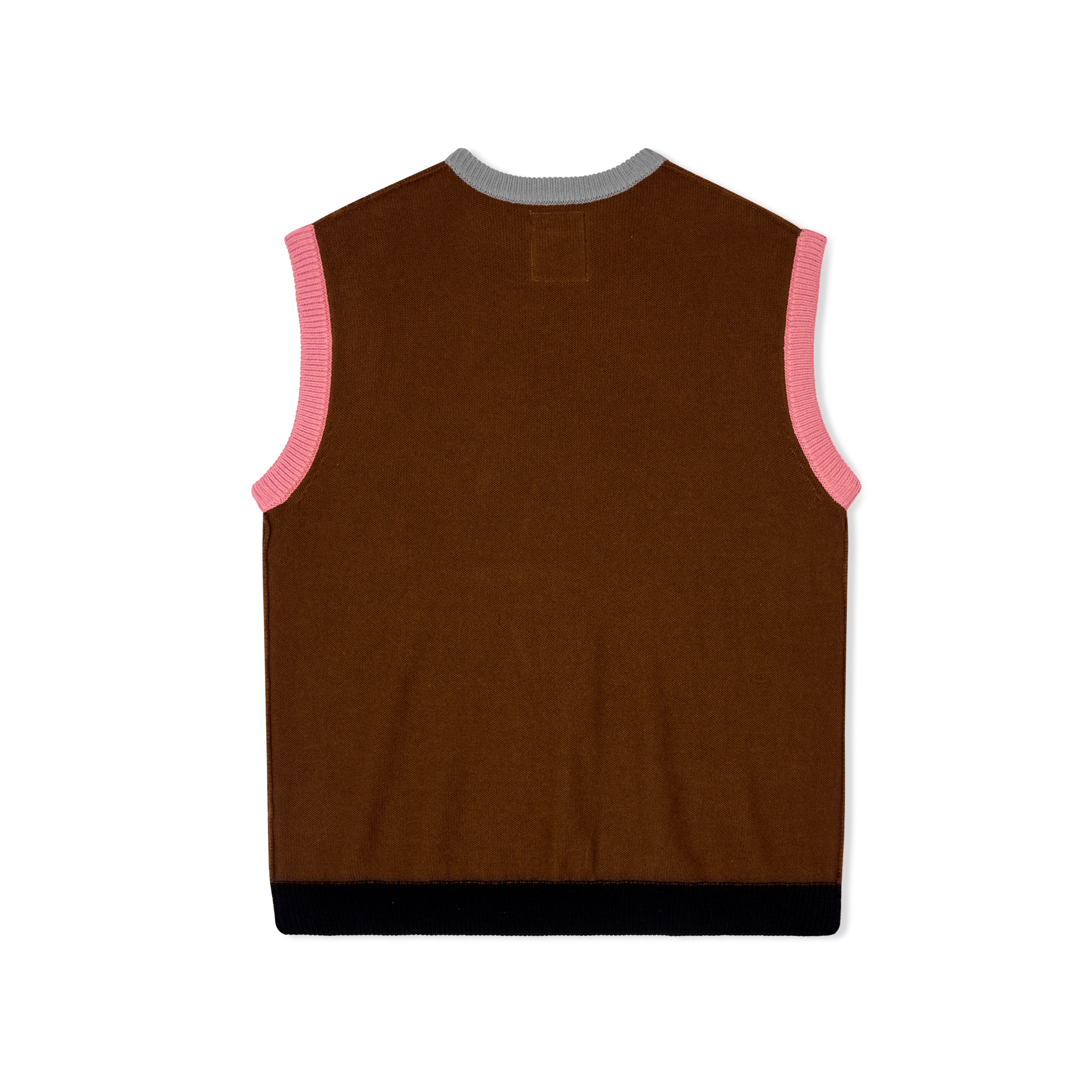 Reverse Knit patchwork Face Vest [Brown/ Multi]