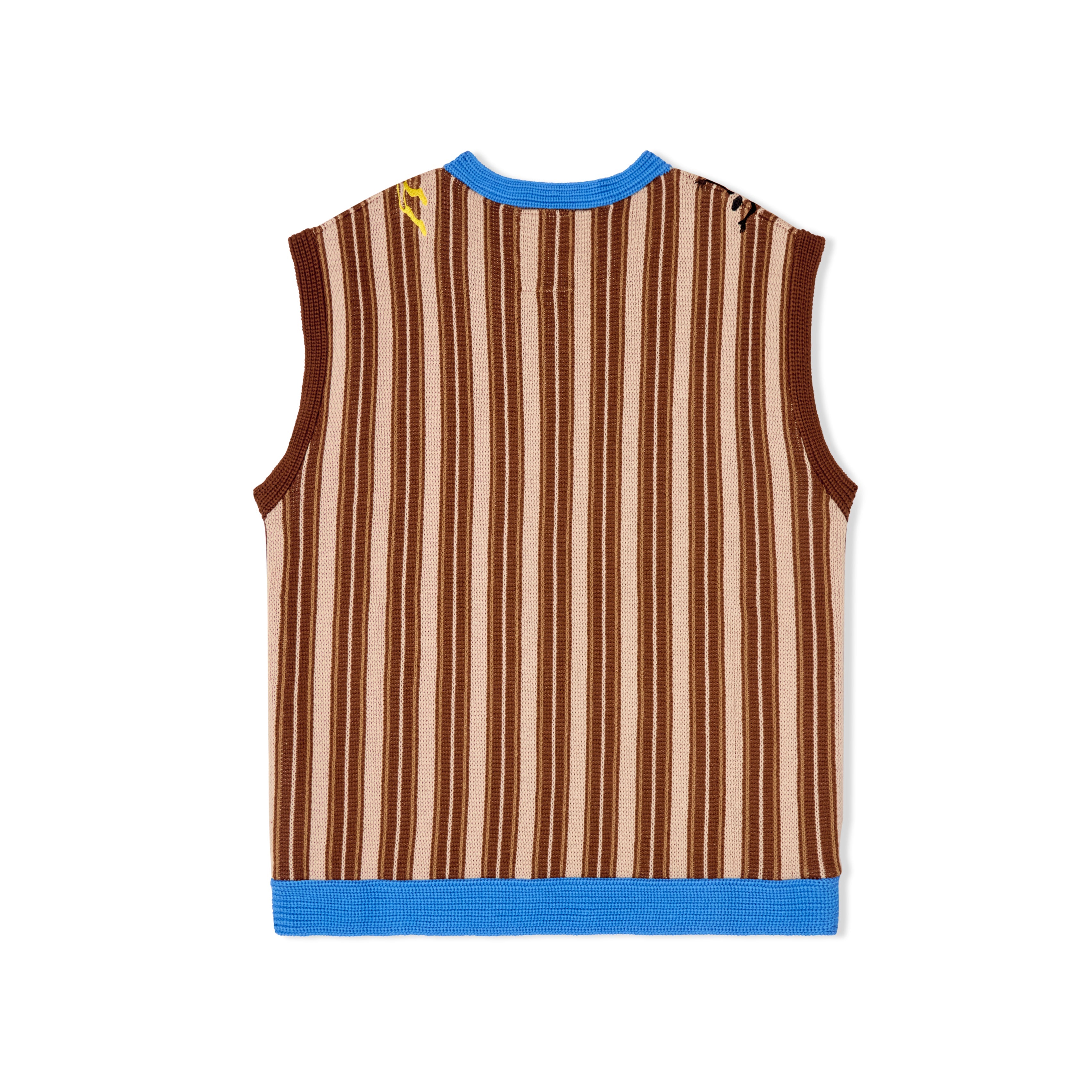 Embroidered Figures Knit Vest [Brown]