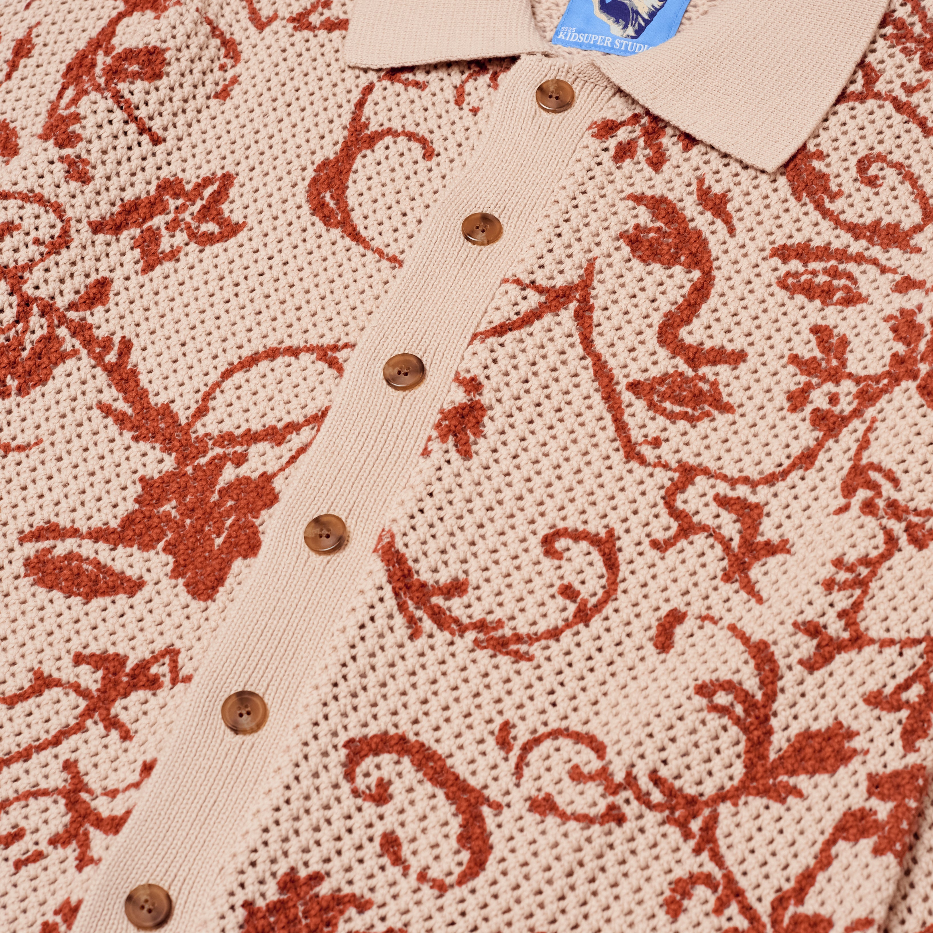 Face Floral Open Knit Top [Cream]