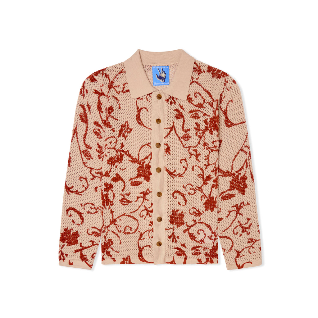 Face Floral Open Knit Top [Cream]