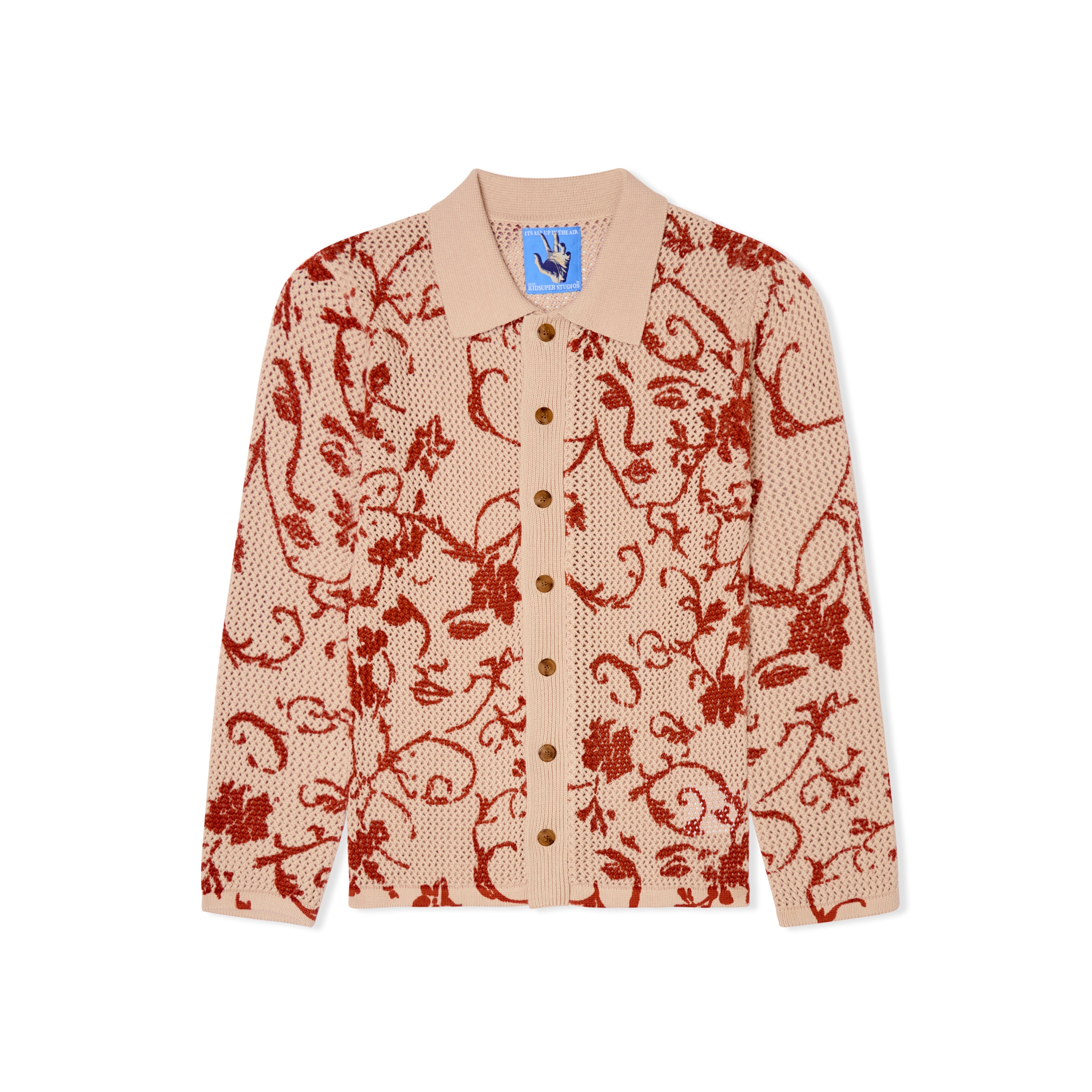 Face Floral Open Knit Top [Cream]