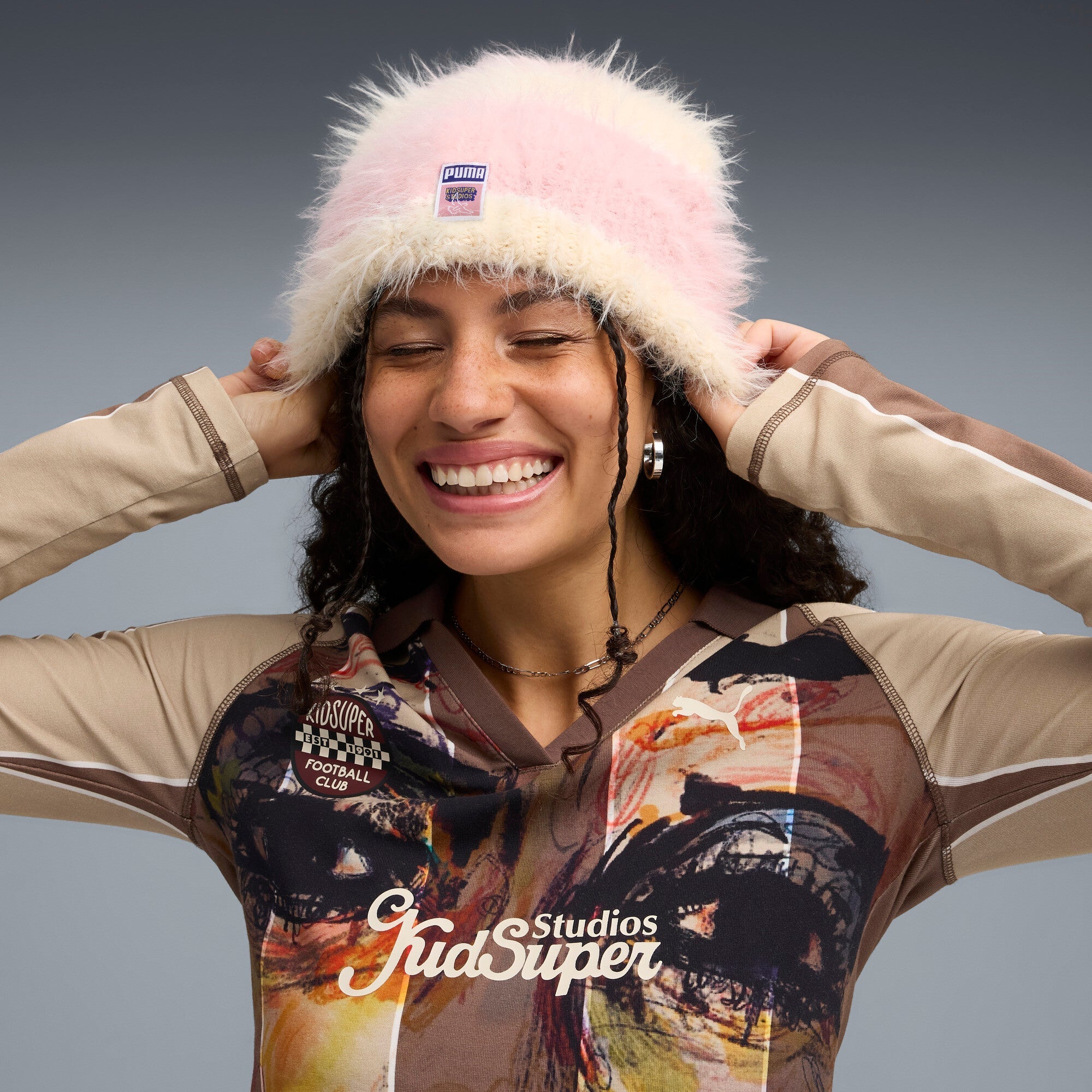 PUMA X KIDSUPER HIGH CROWN BEANIE [Poised Pink/Alpine Snow]