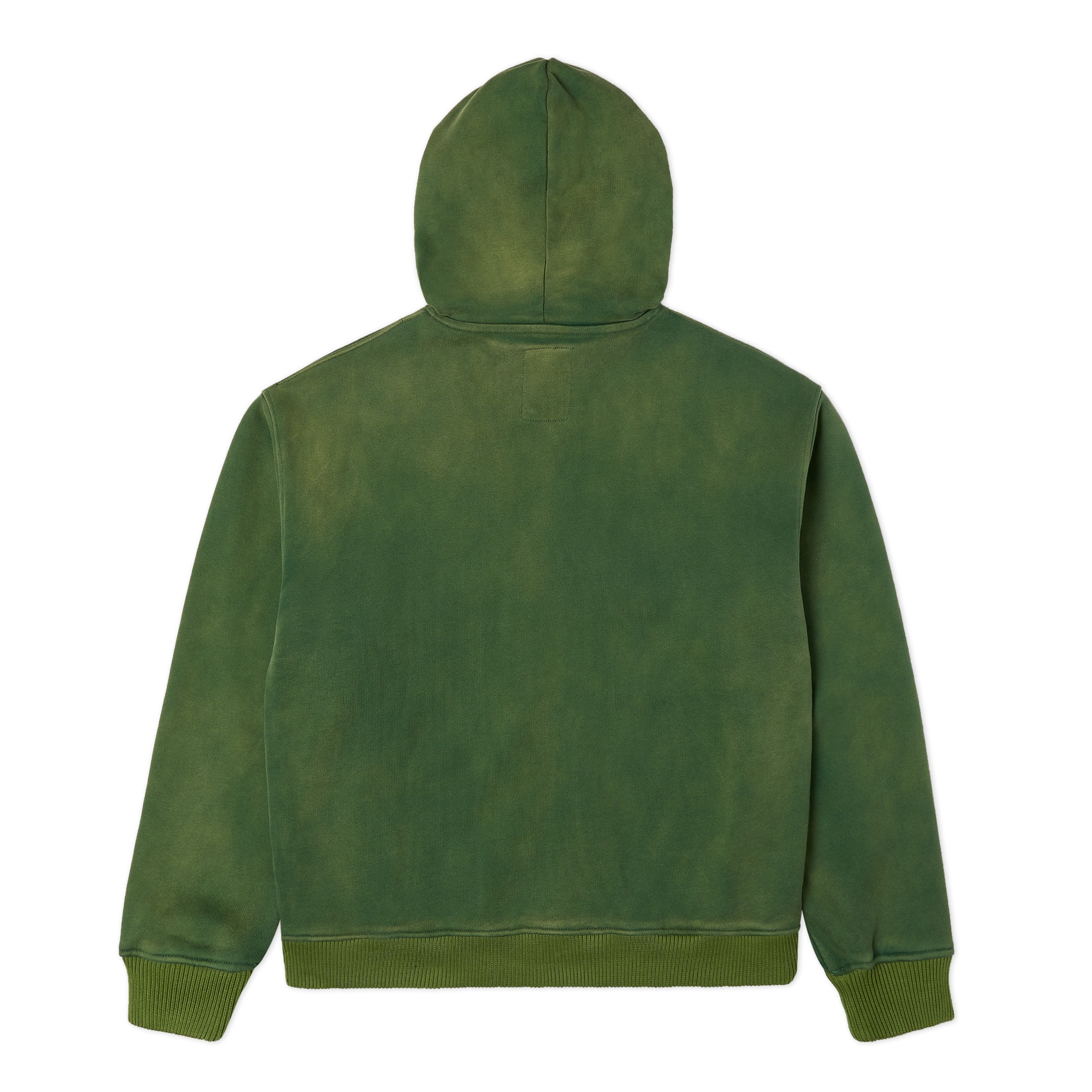 Patchwork Face Washed Heavyweight Zip Hoodie [Green]