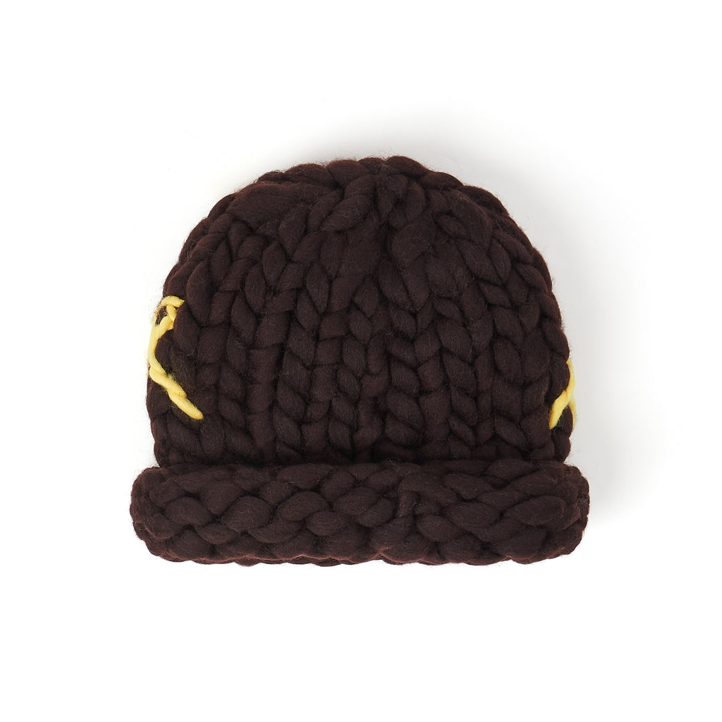 Hand Knit Chunky Knit Beanie [Brown]