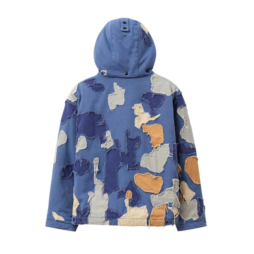 Patchwork Canvas Zip Up Jacket [Blue]