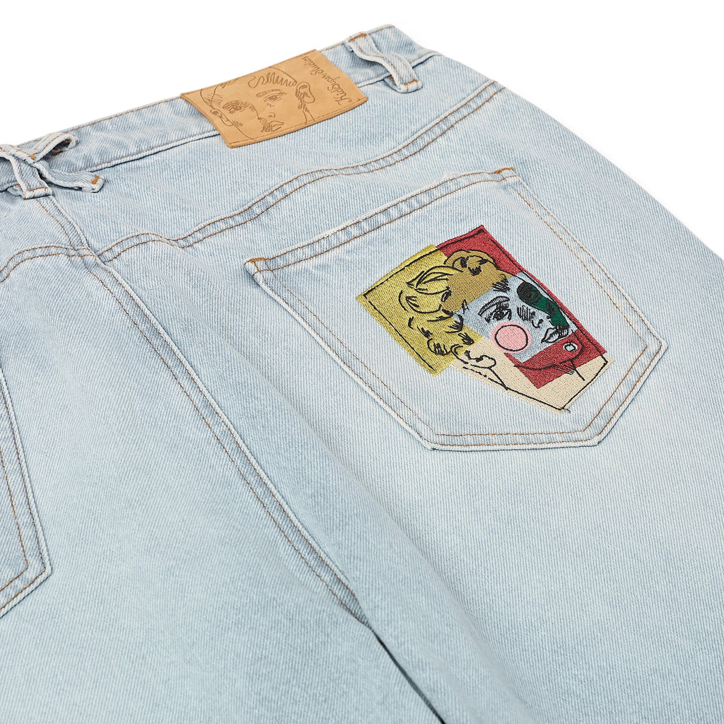 Light Wash Denim Wide Leg Jeans [Blue]