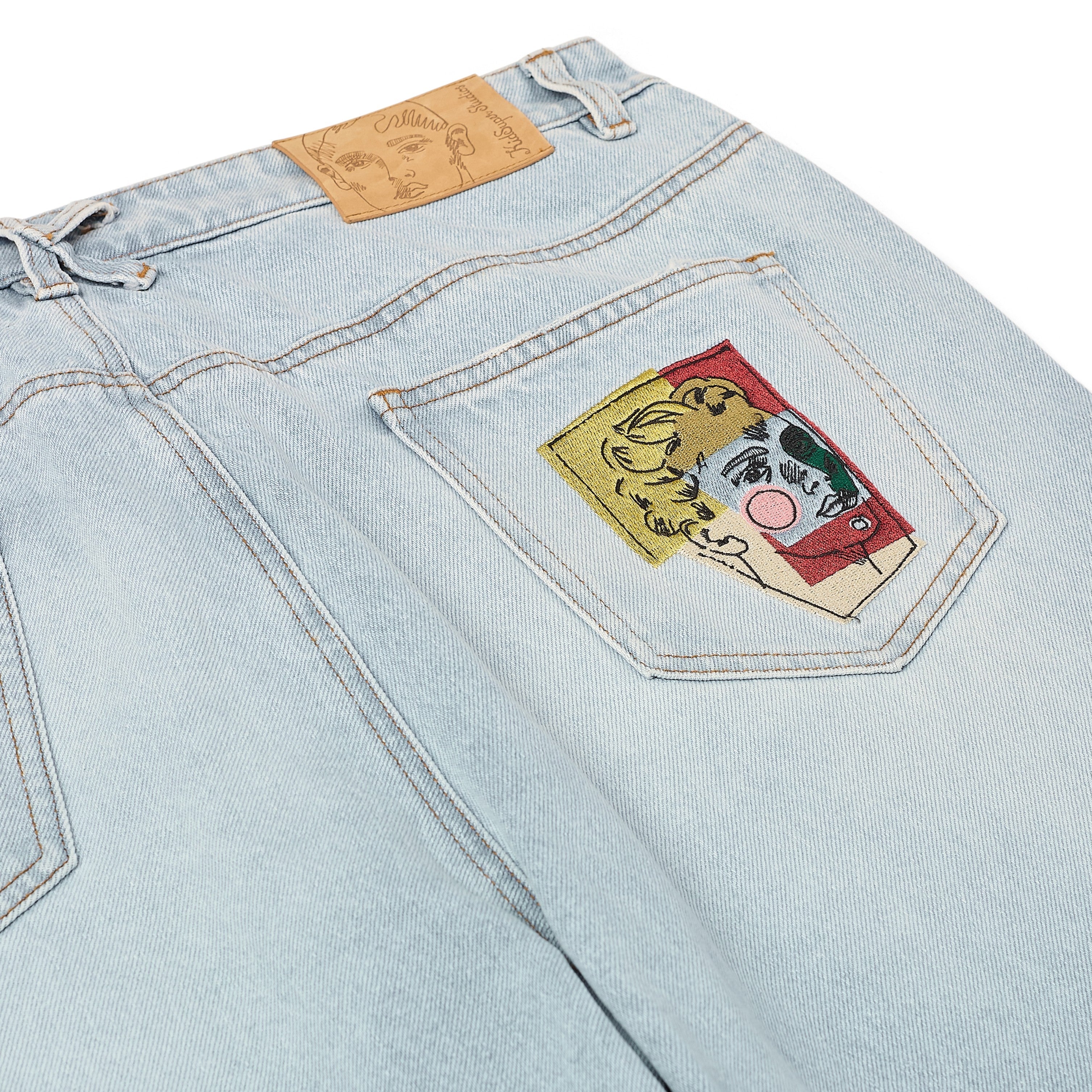 Light Wash Denim Wide Leg Jeans [Blue]