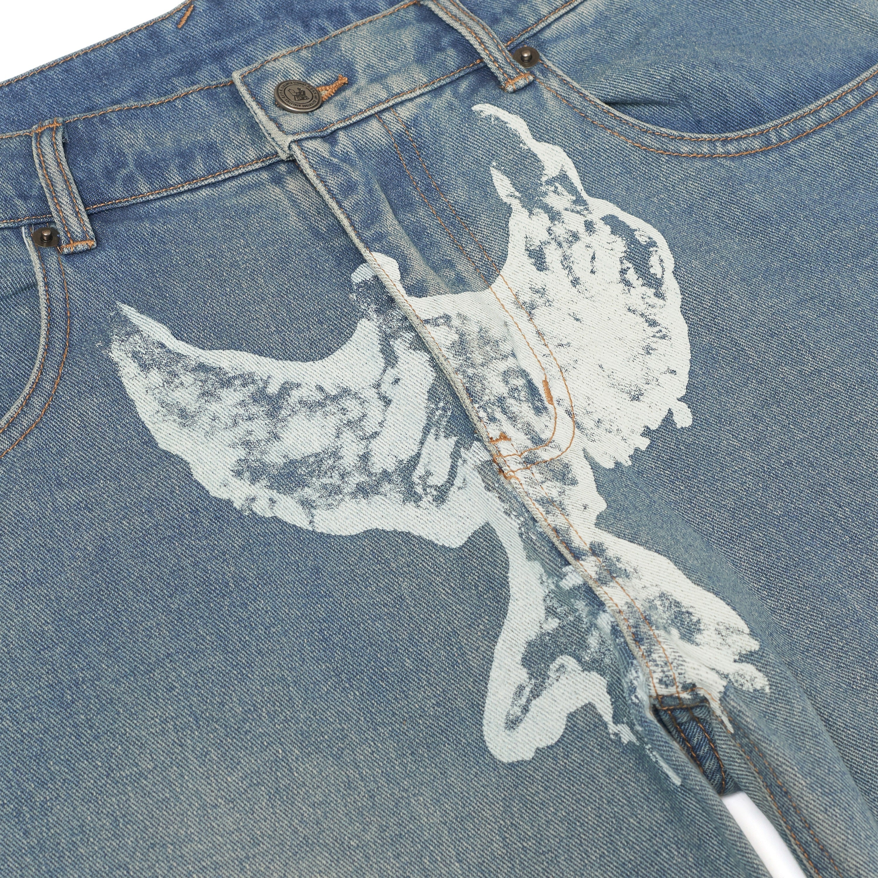 Printed Dove Washed Jeans [Blue]