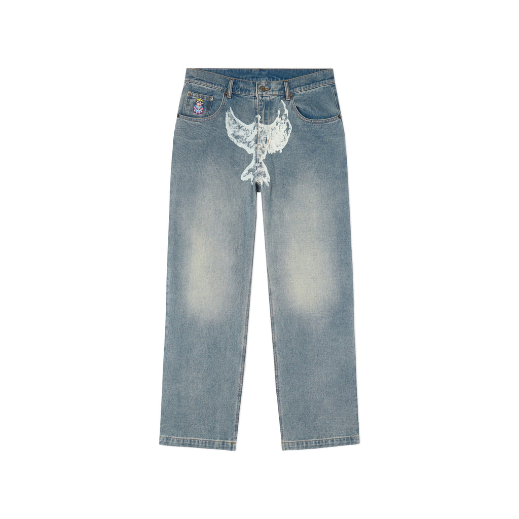Printed Dove Washed Jeans [Blue]