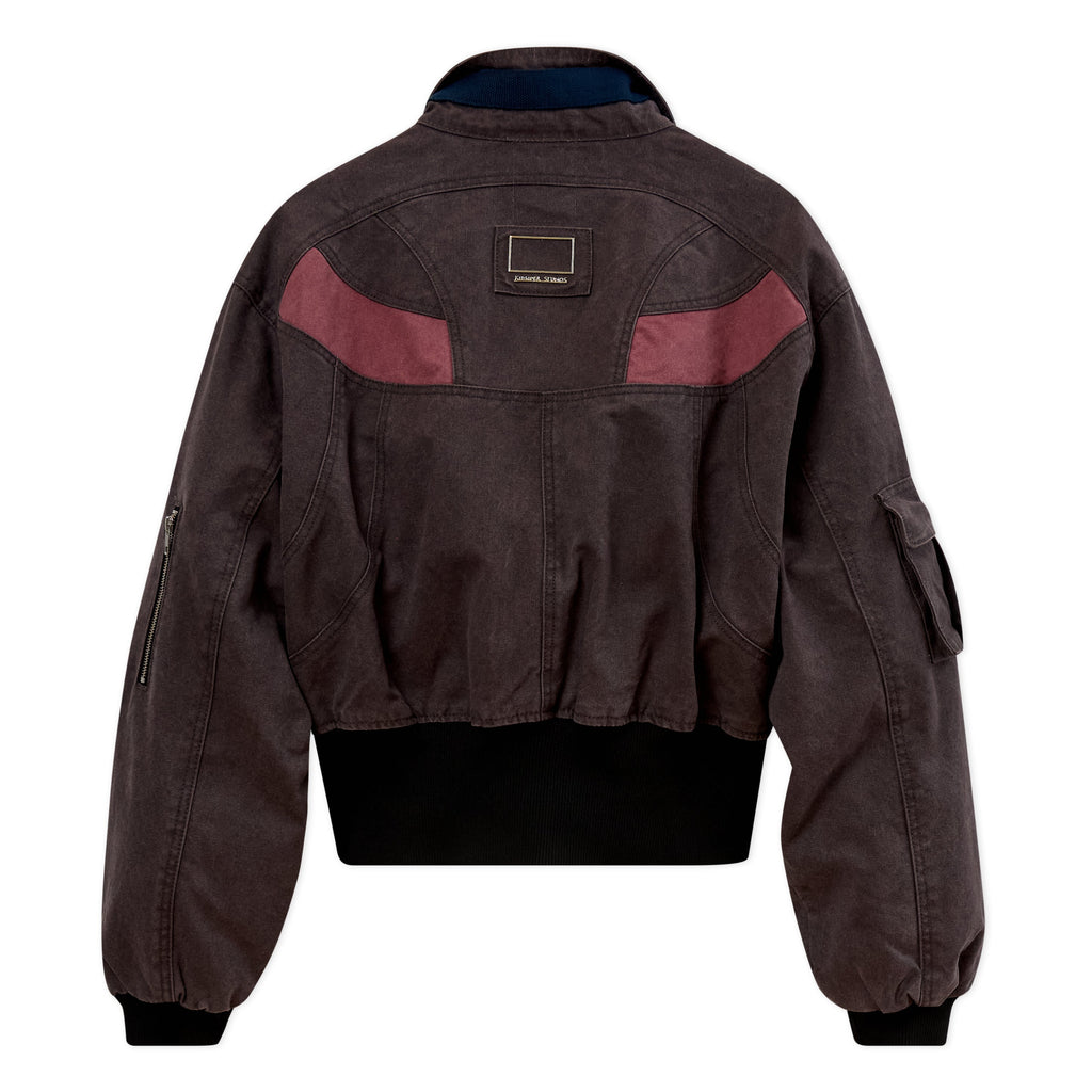 Cropped Canvas Bomber Jacket [Brown]