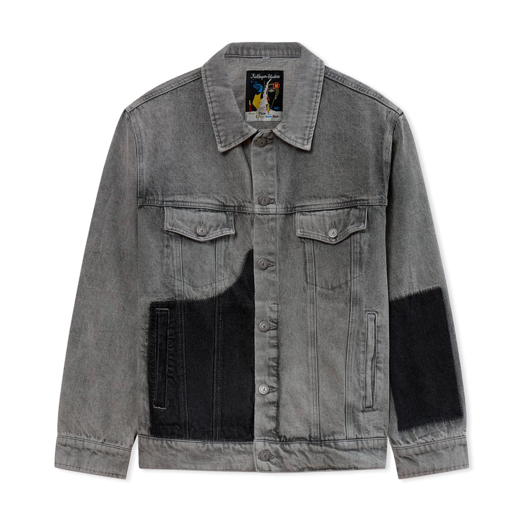 Sun Faded Denim Running Man Jacket [Gray]