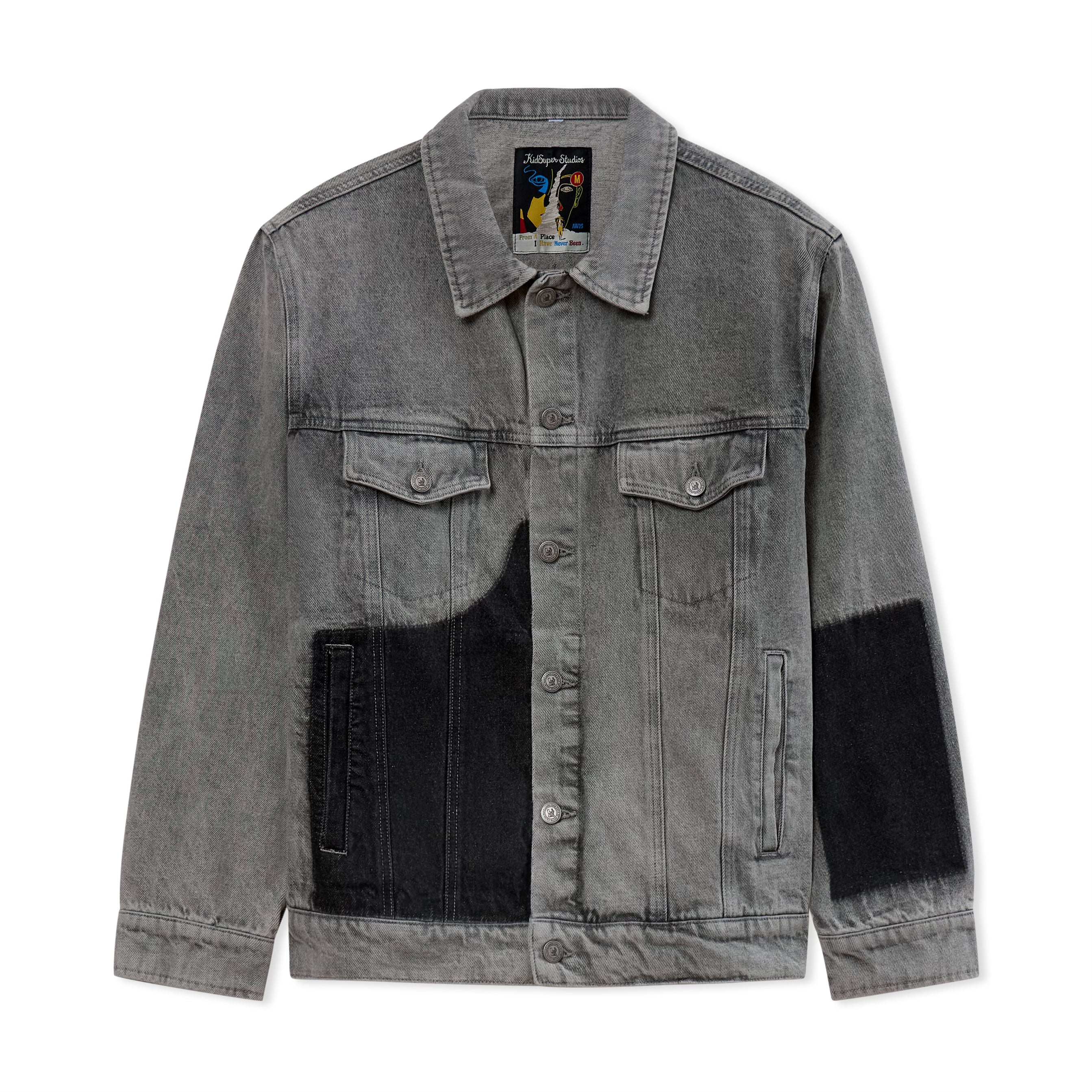 Sun Faded Denim Running Man Jacket [Gray]