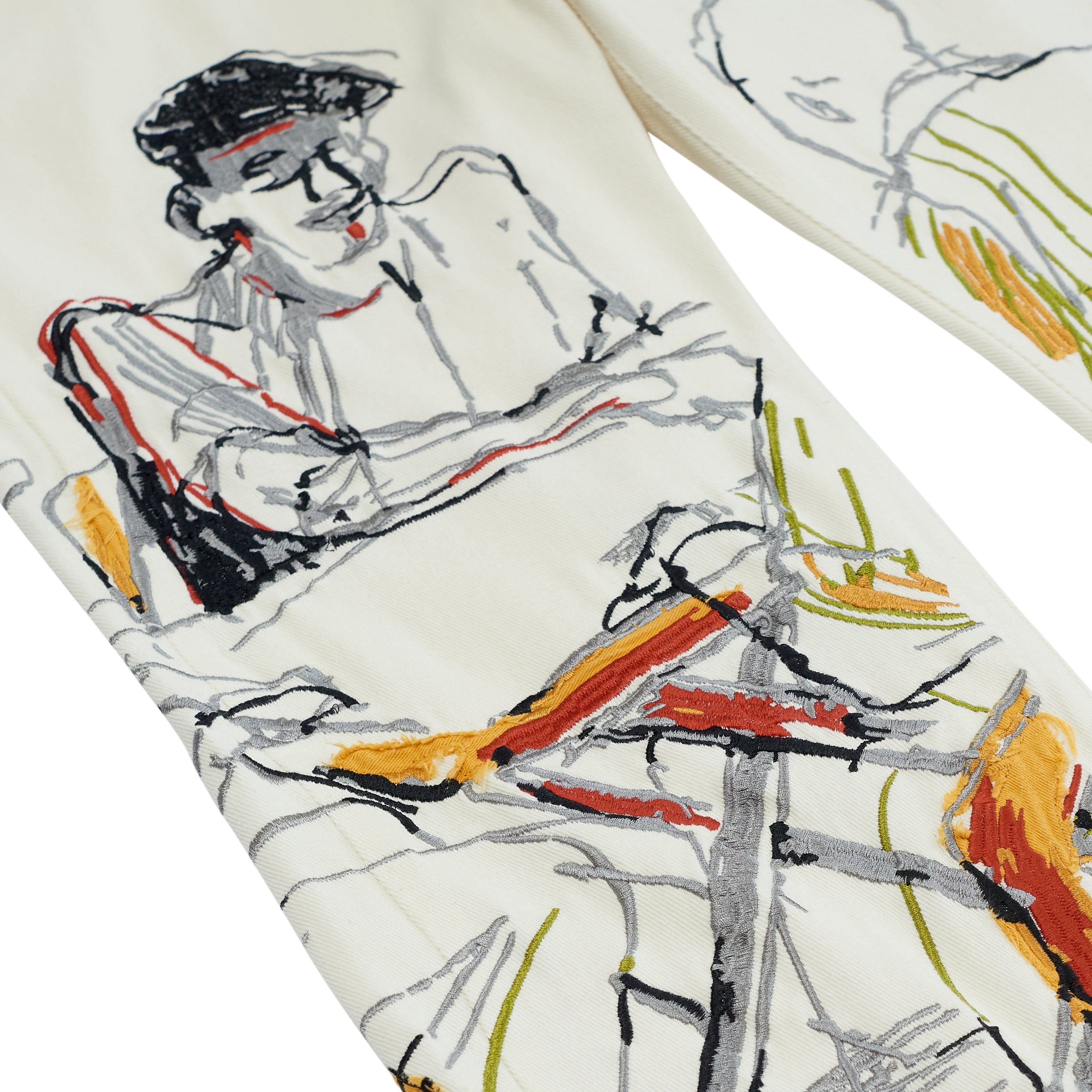 Dominos Embroidery Jeans [Cream]