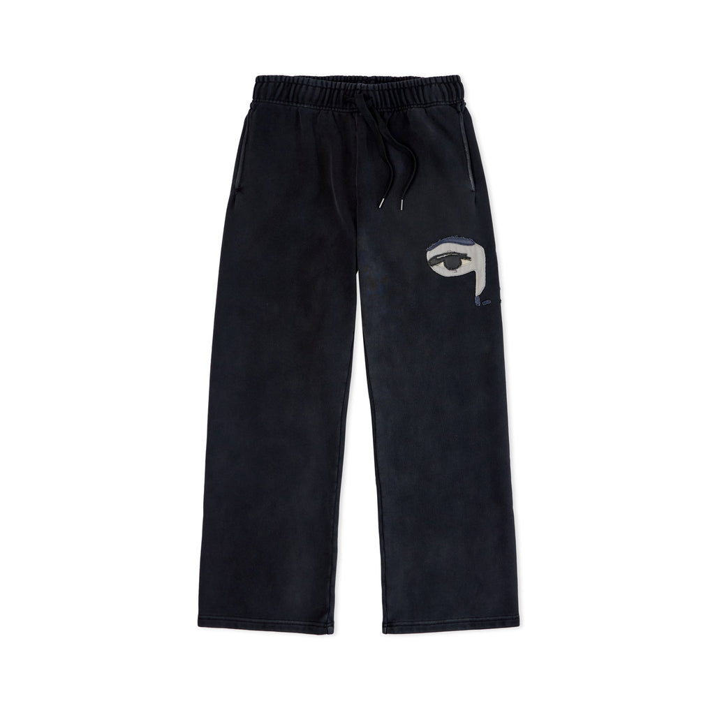 Patchwork Face Heavyweight Sweatpants [Black]