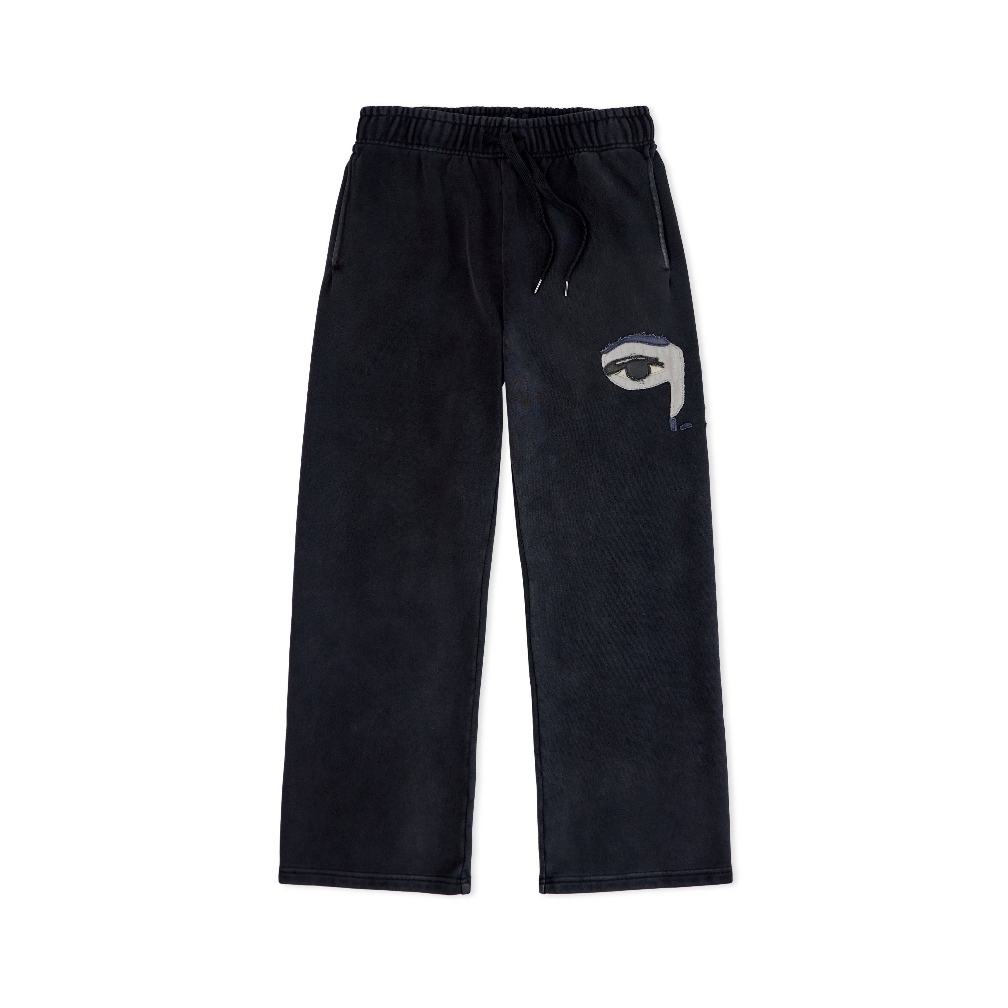 Patchwork Face Heavyweight Sweatpants [Black]