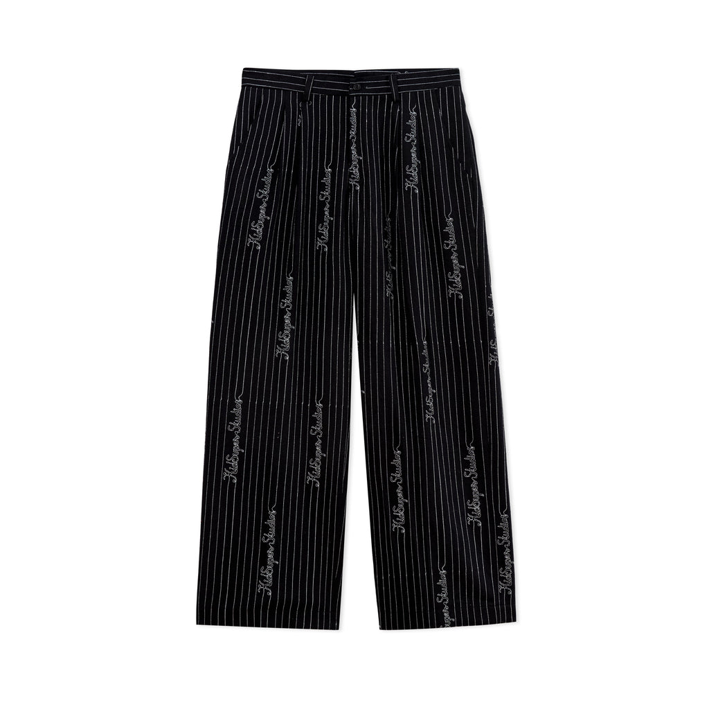 Embroidered KS Pinstripe Suit Bottom [Black]