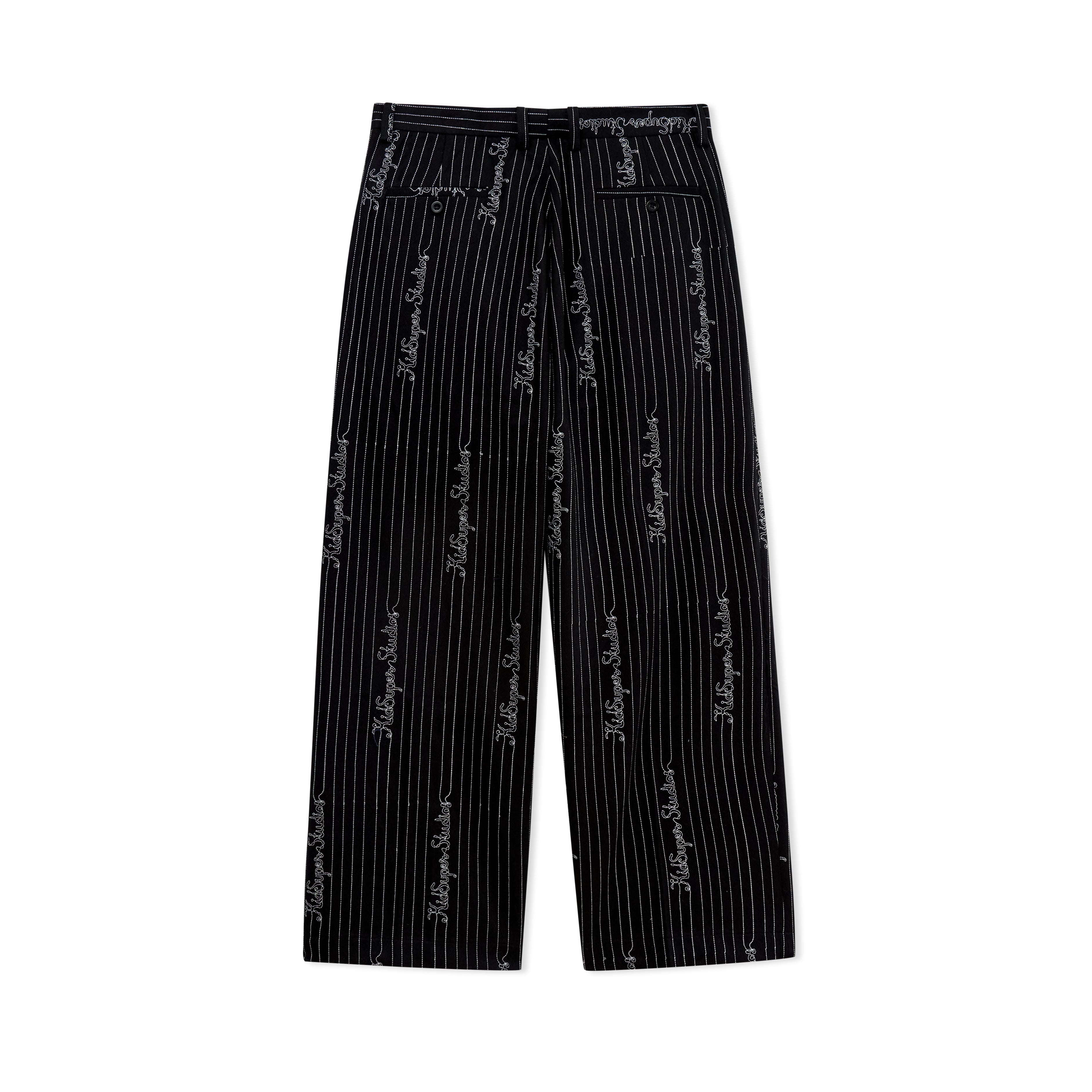 Embroidered KS Pinstripe Suit Bottom [Black]