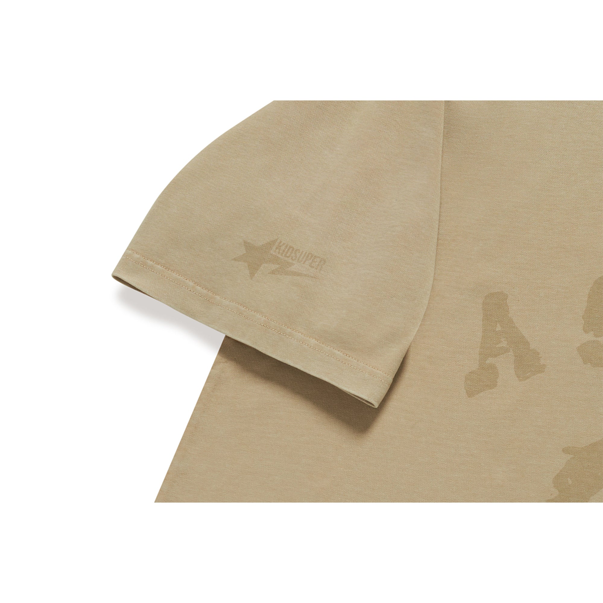 BAPE X KIDSUPER GARMENT DYE COLLEGE LOGO TEE [BEIGE]