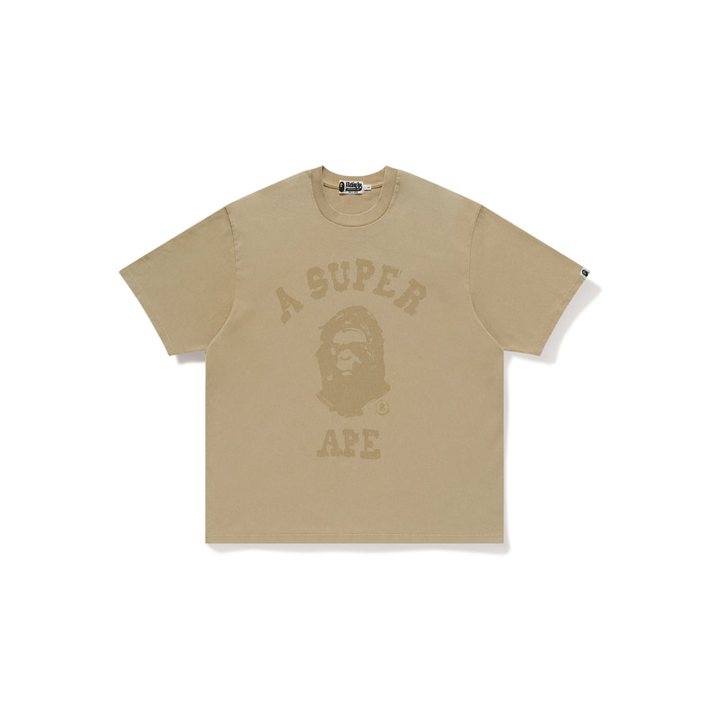 BAPE X KIDSUPER GARMENT DYE COLLEGE LOGO TEE [BEIGE]