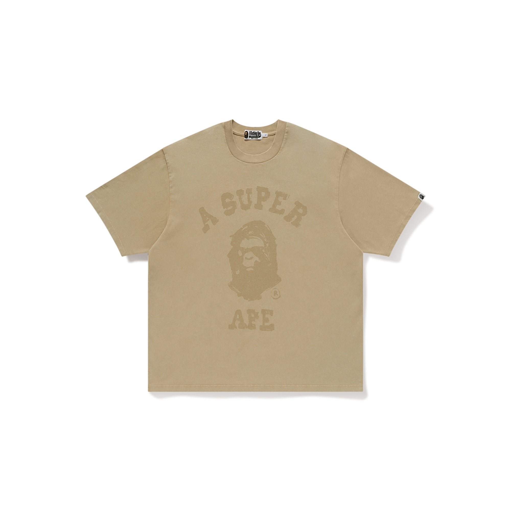 BAPE X KIDSUPER GARMENT DYE COLLEGE LOGO TEE [BEIGE]