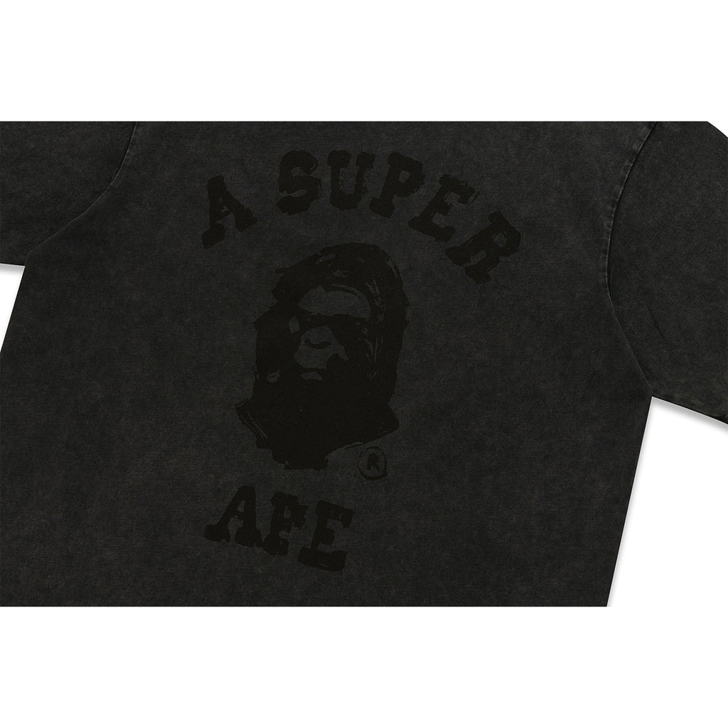BAPE X KIDSUPER GARMENT DYE COLLEGE LOGO TEE  [BLACK]