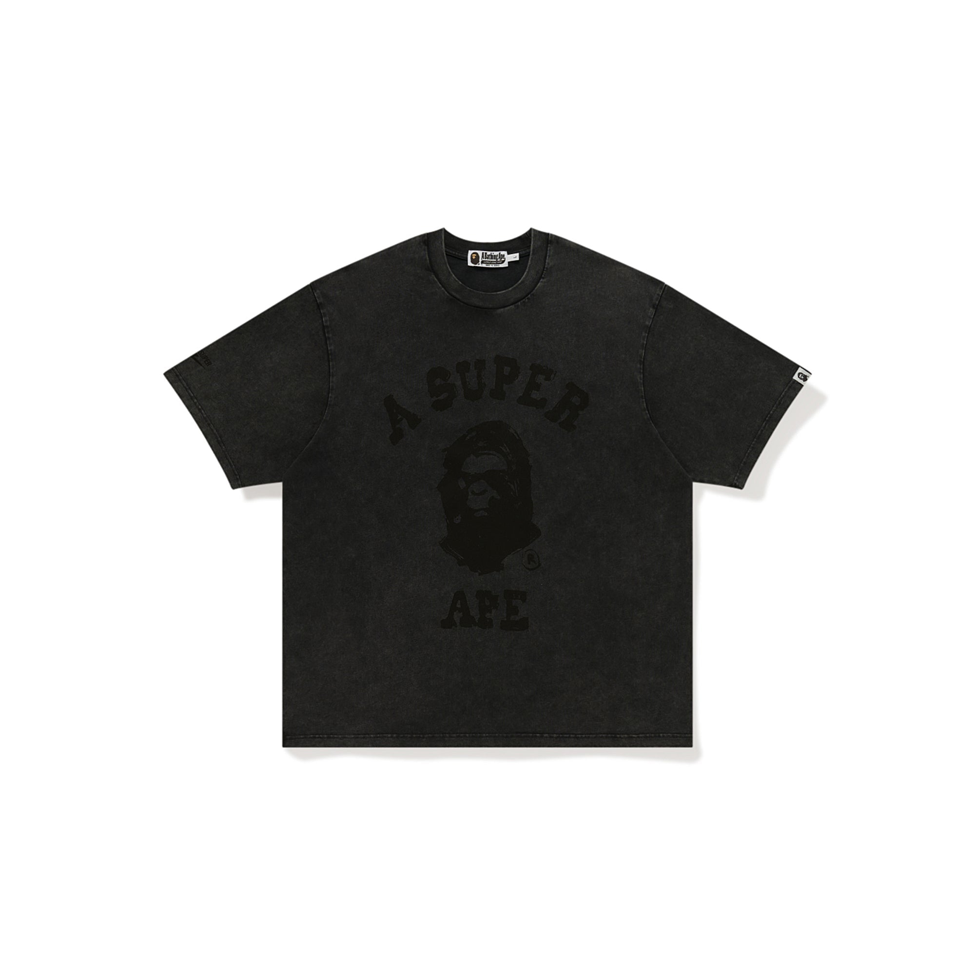 BAPE X KIDSUPER GARMENT DYE COLLEGE LOGO TEE  [BLACK]