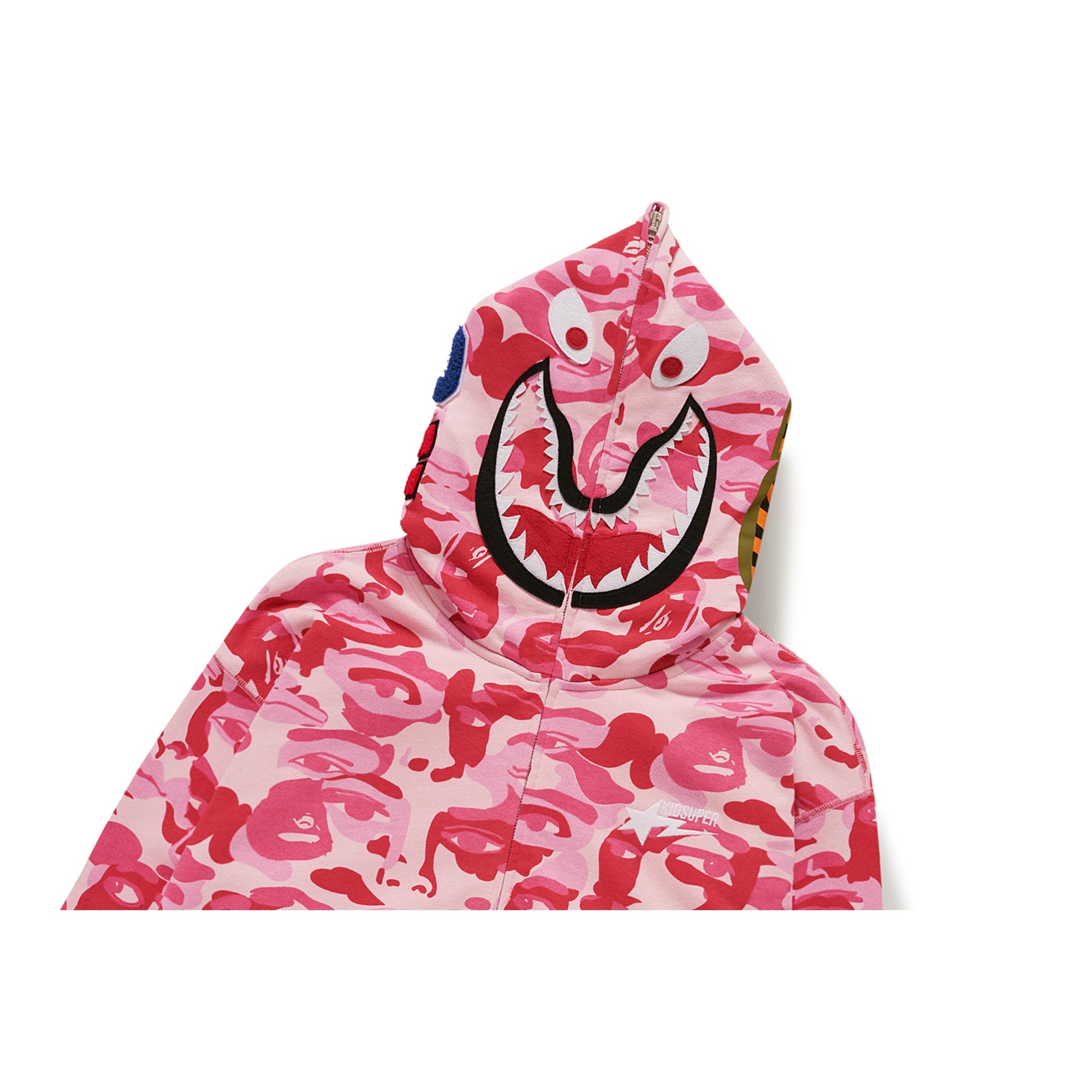 BAPE X KIDSUPER CAMO SHARK FULL ZIP HOODIE [PINK]