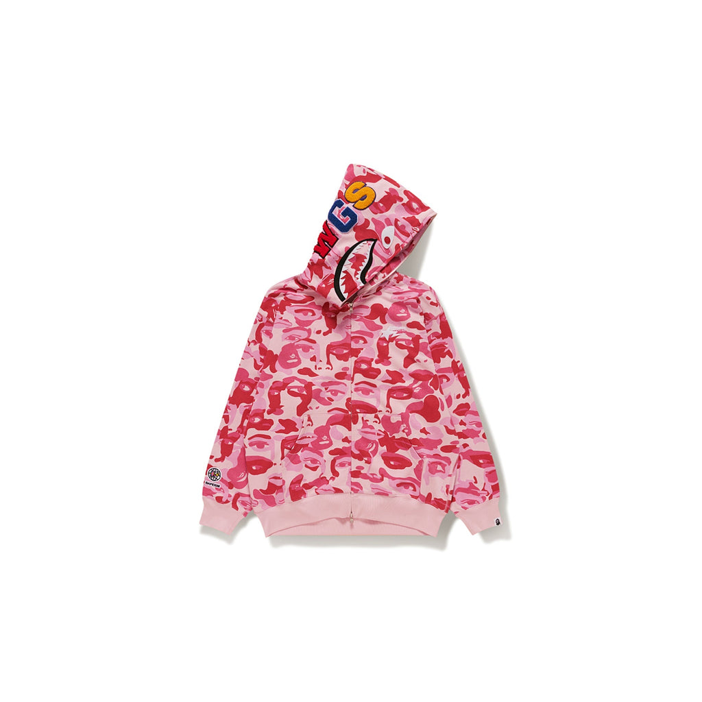 BAPE X KIDSUPER CAMO SHARK FULL ZIP HOODIE [PINK]